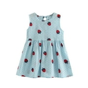 Little Girls Dresses Size 4 Years-5 Years Strawberry Sundress Sleeveless Princess Summer Casual Dress Skirt Maxi Dress